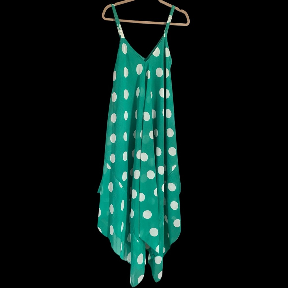 Mlle Gabrielle Dress White Polka Dot Kelly Green size XL
